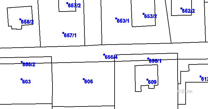 Parcela st. 656/4 v KÚ Doksy u Máchova jezera, Katastrální mapa