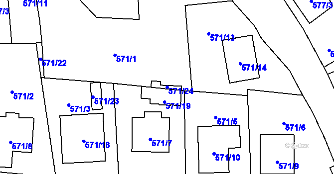 Parcela st. 571/24 v KÚ Doksy u Máchova jezera, Katastrální mapa