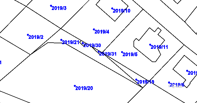 Parcela st. 2019/31 v KÚ Doksy u Máchova jezera, Katastrální mapa