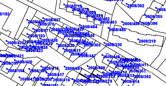 Parcela st. 2608/366 v KÚ Doksy u Máchova jezera, Katastrální mapa