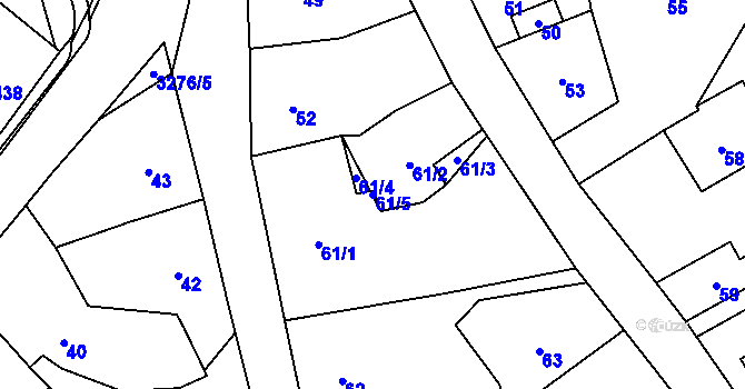 Parcela st. 61/5 v KÚ Doksy u Máchova jezera, Katastrální mapa