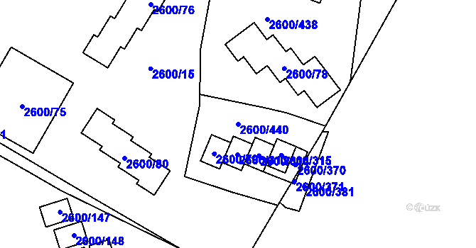 Parcela st. 2600/440 v KÚ Doksy u Máchova jezera, Katastrální mapa