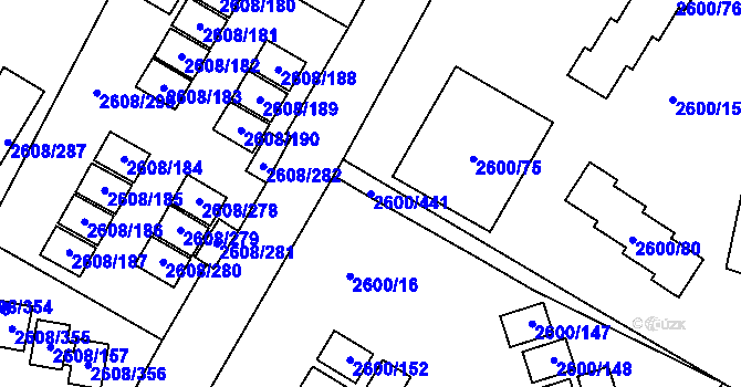 Parcela st. 2600/441 v KÚ Doksy u Máchova jezera, Katastrální mapa