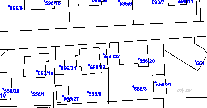 Parcela st. 556/32 v KÚ Doksy u Máchova jezera, Katastrální mapa