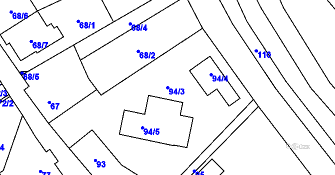 Parcela st. 94/3 v KÚ Doksy u Máchova jezera, Katastrální mapa