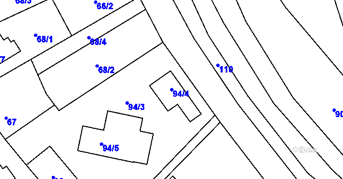 Parcela st. 94/4 v KÚ Doksy u Máchova jezera, Katastrální mapa