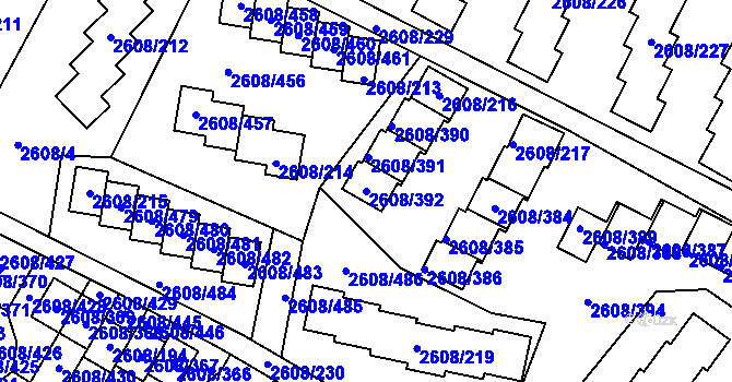 Parcela st. 2608/392 v KÚ Doksy u Máchova jezera, Katastrální mapa