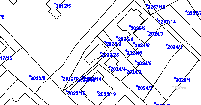 Parcela st. 2023/23 v KÚ Doksy u Máchova jezera, Katastrální mapa