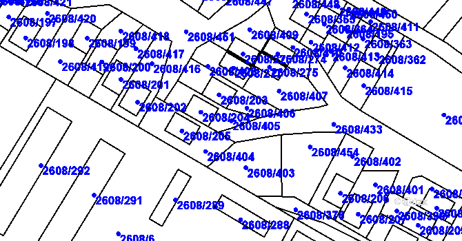 Parcela st. 2608/405 v KÚ Doksy u Máchova jezera, Katastrální mapa