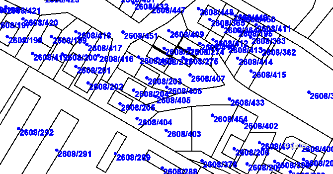 Parcela st. 2608/406 v KÚ Doksy u Máchova jezera, Katastrální mapa