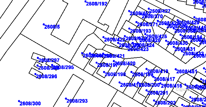 Parcela st. 2608/421 v KÚ Doksy u Máchova jezera, Katastrální mapa