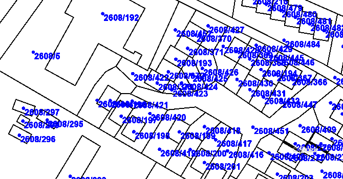Parcela st. 2608/423 v KÚ Doksy u Máchova jezera, Katastrální mapa