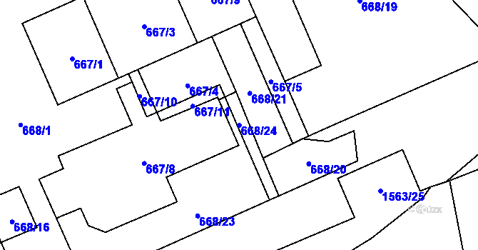 Parcela st. 668/24 v KÚ Doksy u Máchova jezera, Katastrální mapa