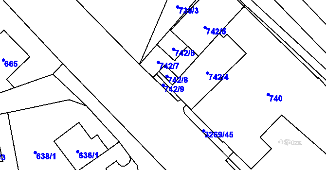 Parcela st. 742/9 v KÚ Doksy u Máchova jezera, Katastrální mapa
