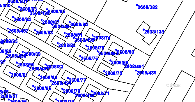 Parcela st. 2608/493 v KÚ Doksy u Máchova jezera, Katastrální mapa