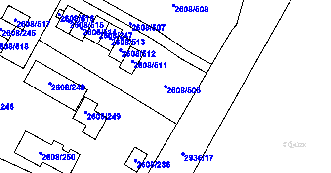 Parcela st. 2608/506 v KÚ Doksy u Máchova jezera, Katastrální mapa