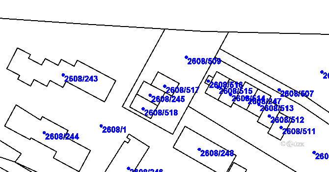Parcela st. 2608/517 v KÚ Doksy u Máchova jezera, Katastrální mapa