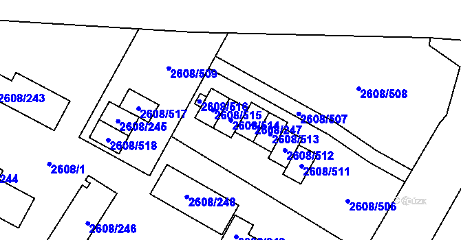Parcela st. 2608/514 v KÚ Doksy u Máchova jezera, Katastrální mapa