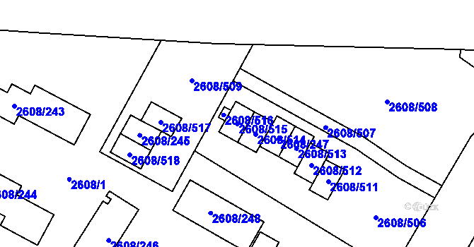 Parcela st. 2608/515 v KÚ Doksy u Máchova jezera, Katastrální mapa