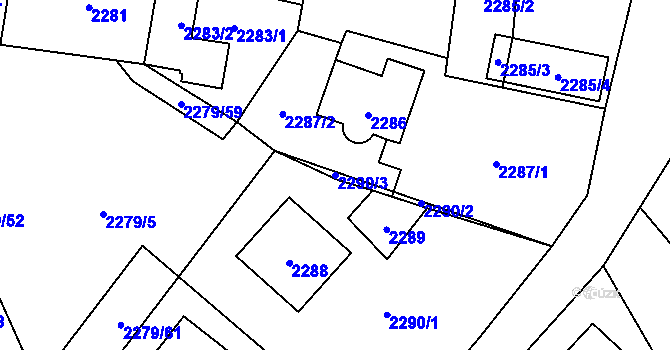 Parcela st. 2290/3 v KÚ Doksy u Máchova jezera, Katastrální mapa
