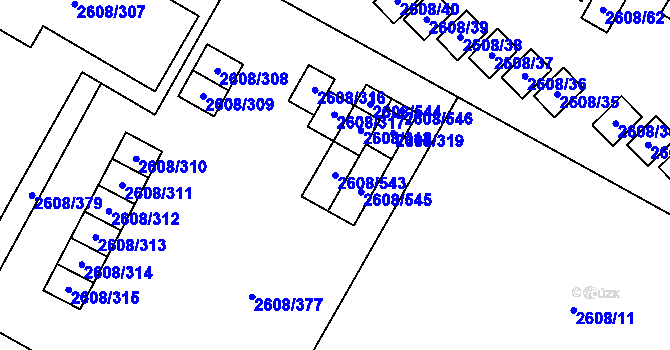 Parcela st. 2608/543 v KÚ Doksy u Máchova jezera, Katastrální mapa