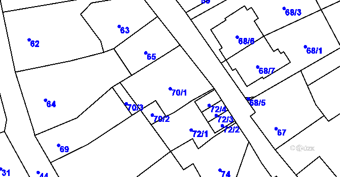Parcela st. 70/1 v KÚ Doksy u Máchova jezera, Katastrální mapa
