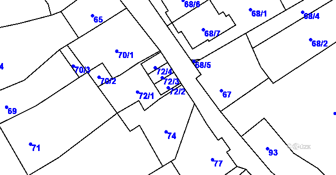 Parcela st. 72/2 v KÚ Doksy u Máchova jezera, Katastrální mapa