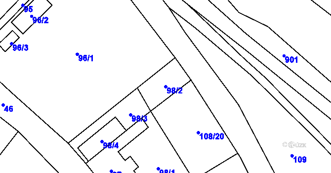 Parcela st. 98/2 v KÚ Doksy u Máchova jezera, Katastrální mapa