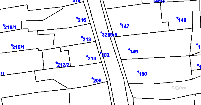 Parcela st. 182 v KÚ Doksy u Máchova jezera, Katastrální mapa