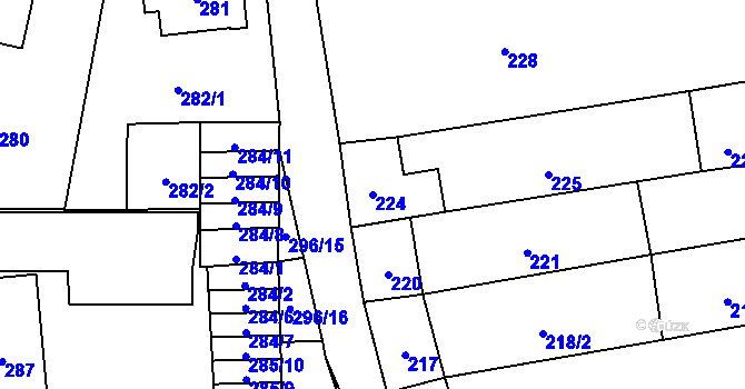 Parcela st. 224 v KÚ Doksy u Máchova jezera, Katastrální mapa