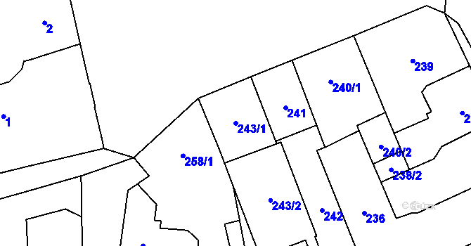 Parcela st. 243/1 v KÚ Doksy u Máchova jezera, Katastrální mapa