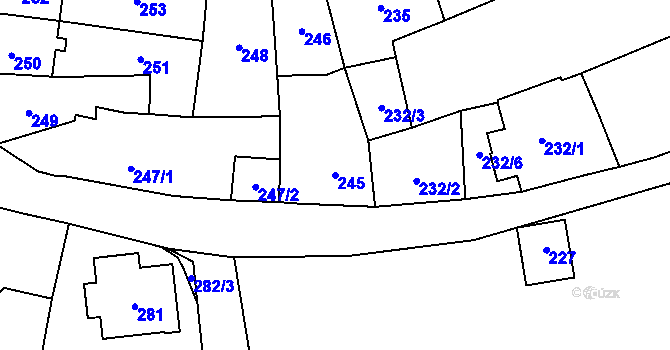 Parcela st. 245 v KÚ Doksy u Máchova jezera, Katastrální mapa