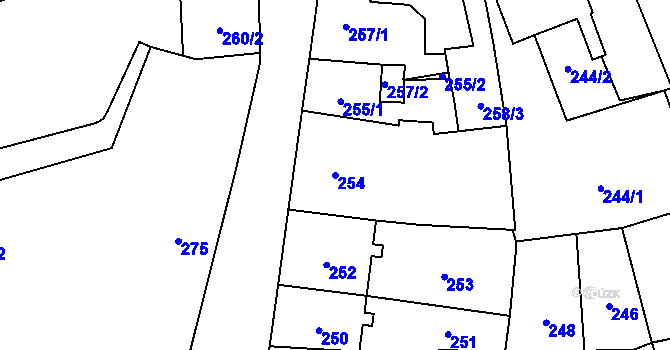 Parcela st. 254 v KÚ Doksy u Máchova jezera, Katastrální mapa