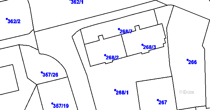 Parcela st. 268/2 v KÚ Doksy u Máchova jezera, Katastrální mapa