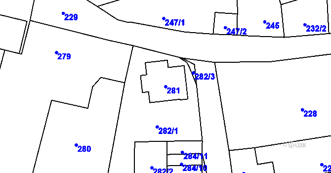 Parcela st. 281 v KÚ Doksy u Máchova jezera, Katastrální mapa