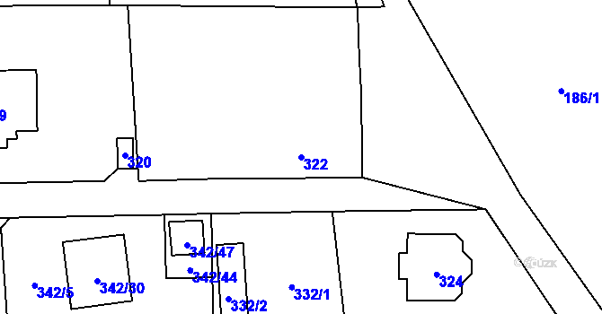 Parcela st. 322 v KÚ Doksy u Máchova jezera, Katastrální mapa