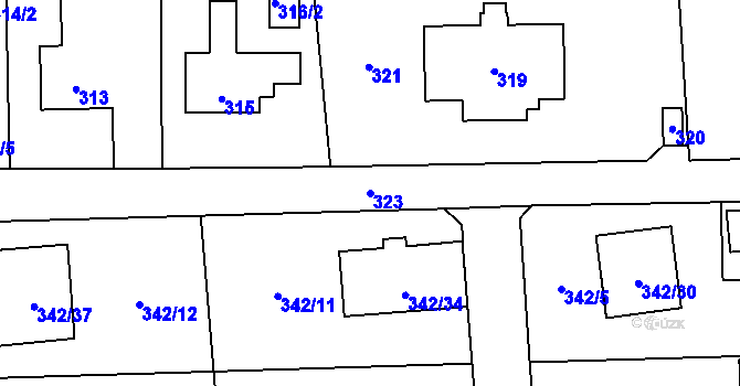 Parcela st. 323 v KÚ Doksy u Máchova jezera, Katastrální mapa
