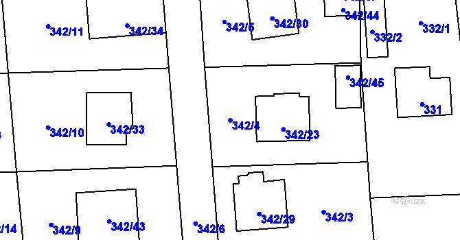 Parcela st. 342/4 v KÚ Doksy u Máchova jezera, Katastrální mapa
