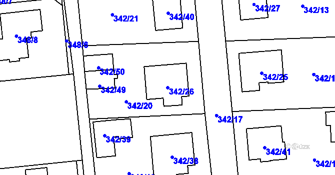 Parcela st. 342/26 v KÚ Doksy u Máchova jezera, Katastrální mapa