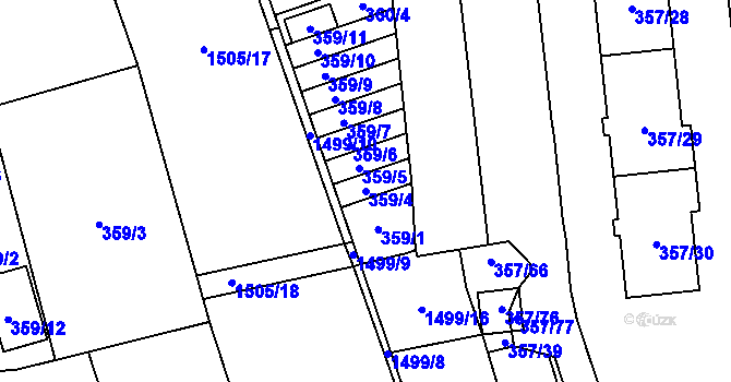 Parcela st. 359/4 v KÚ Doksy u Máchova jezera, Katastrální mapa