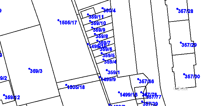 Parcela st. 359/5 v KÚ Doksy u Máchova jezera, Katastrální mapa