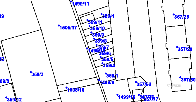 Parcela st. 359/6 v KÚ Doksy u Máchova jezera, Katastrální mapa