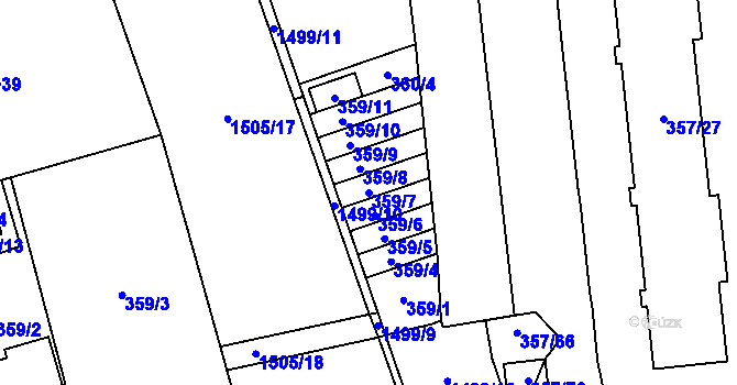 Parcela st. 359/7 v KÚ Doksy u Máchova jezera, Katastrální mapa