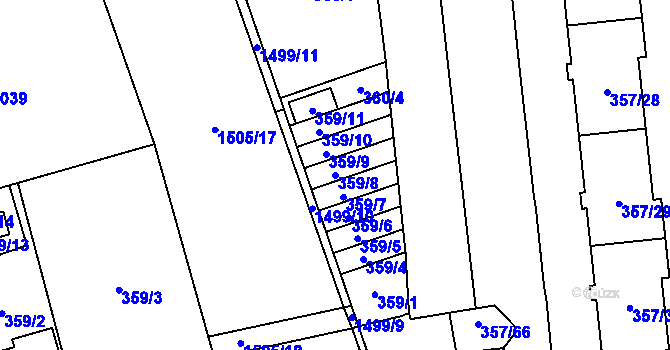 Parcela st. 359/8 v KÚ Doksy u Máchova jezera, Katastrální mapa