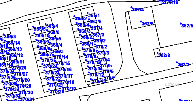 Parcela st. 370/3 v KÚ Doksy u Máchova jezera, Katastrální mapa
