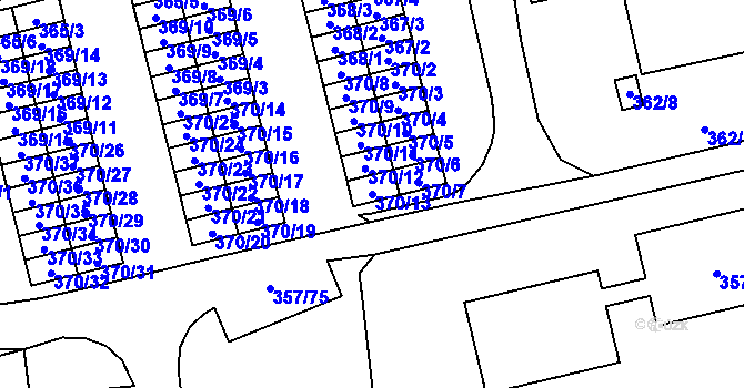 Parcela st. 370/13 v KÚ Doksy u Máchova jezera, Katastrální mapa