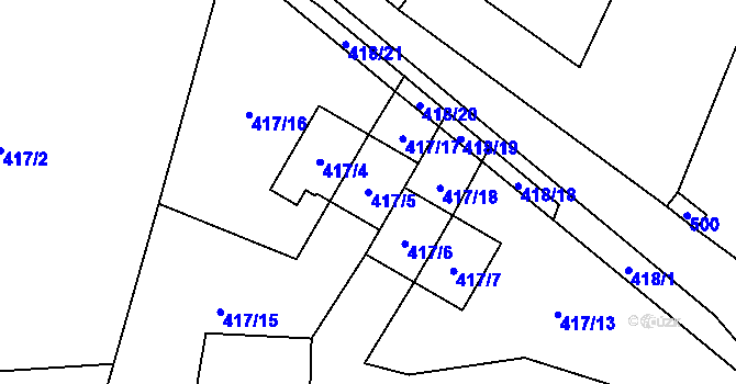 Parcela st. 417/5 v KÚ Doksy u Máchova jezera, Katastrální mapa