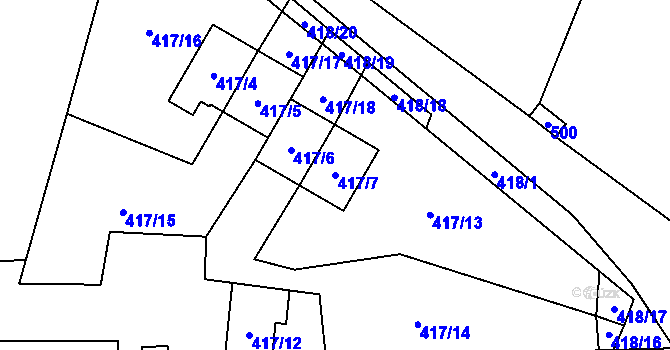 Parcela st. 417/7 v KÚ Doksy u Máchova jezera, Katastrální mapa