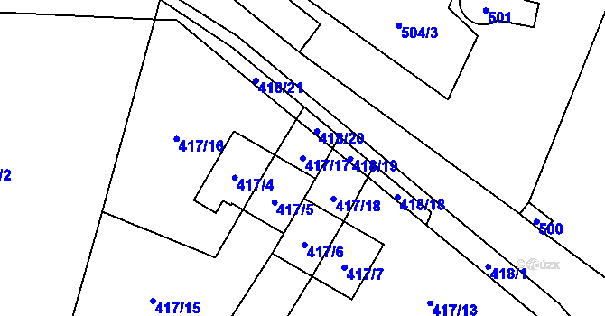 Parcela st. 417/17 v KÚ Doksy u Máchova jezera, Katastrální mapa