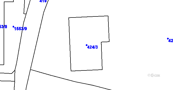 Parcela st. 424/3 v KÚ Doksy u Máchova jezera, Katastrální mapa